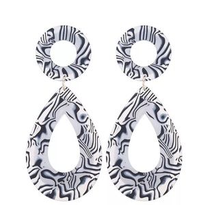 Abstract Black and White Drop Earrings